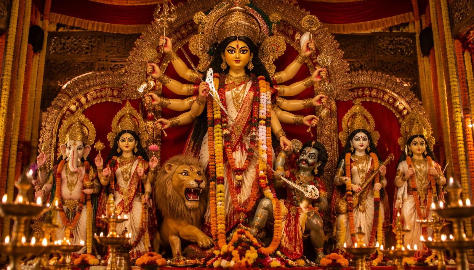 Maa Durga idol at Tricity Durga Bari